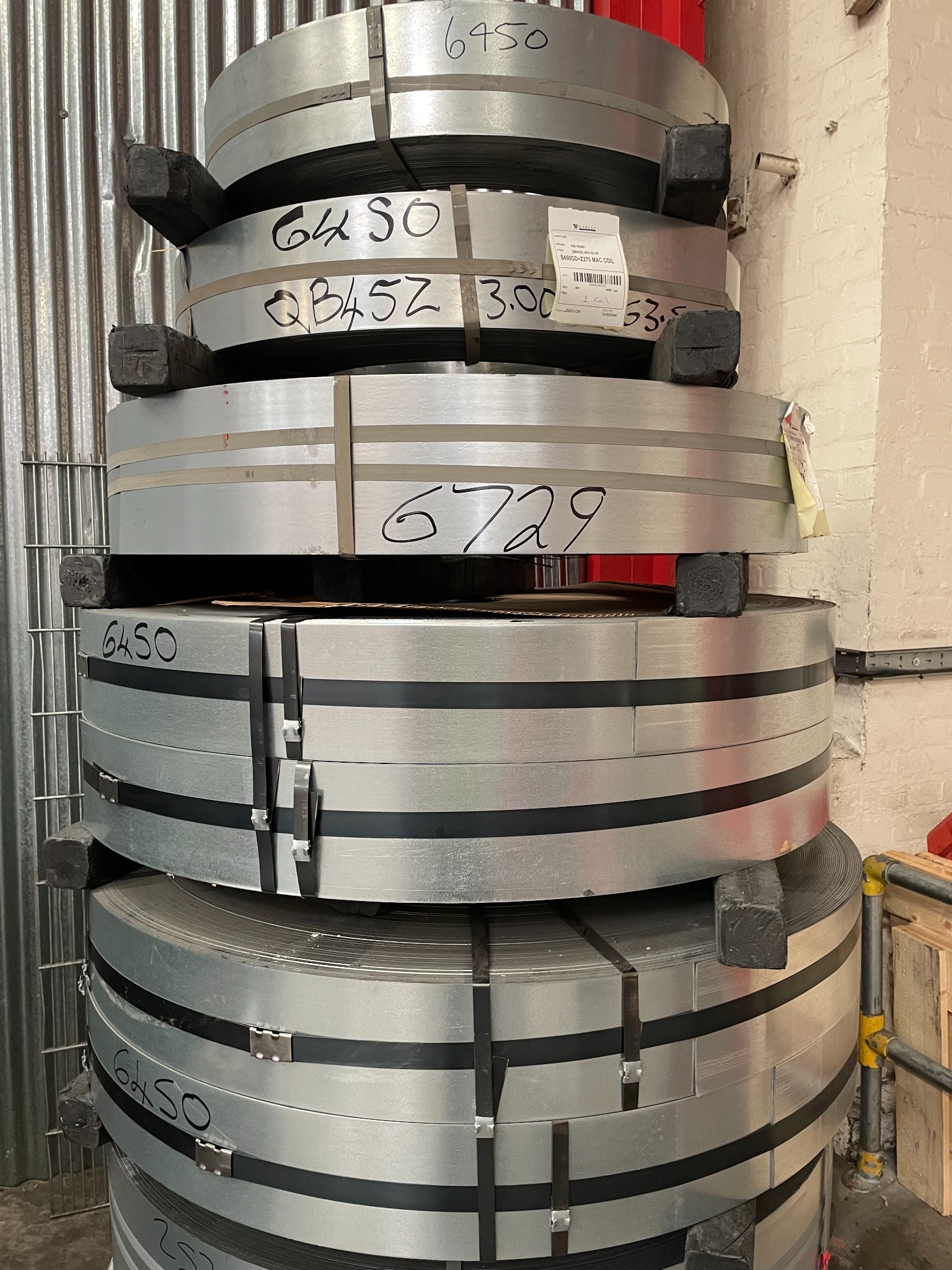 Packed slit steel coils ready for supply
